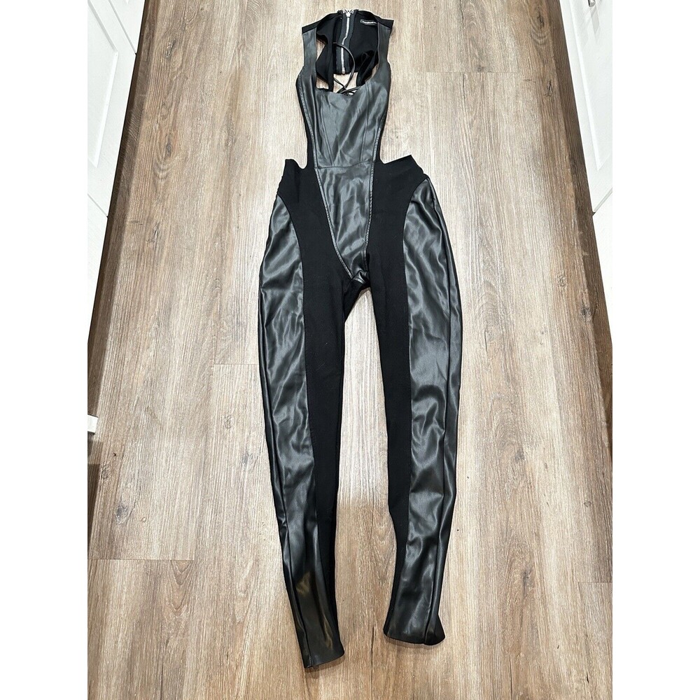 Maniere De Voir Women's Jumpsuit 4 Black Open Side Straight Jumpsuit